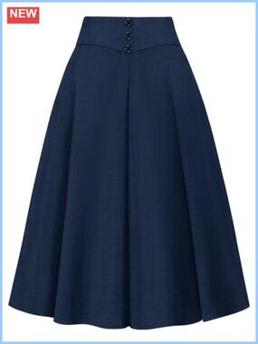 Wedtrend Womens A-Line Midi Skirt High Waisted Pleated Work Skirt
